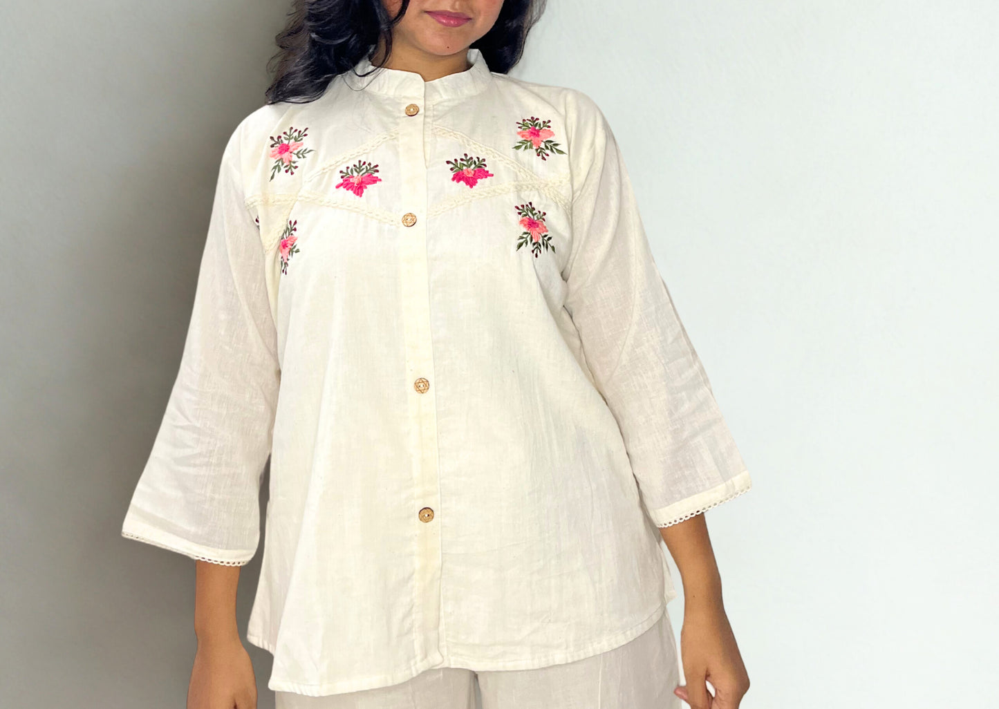 Tivah Blush Ivory Khadi Top