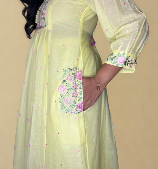 Tivah Lime Glow Cotton Suit Set