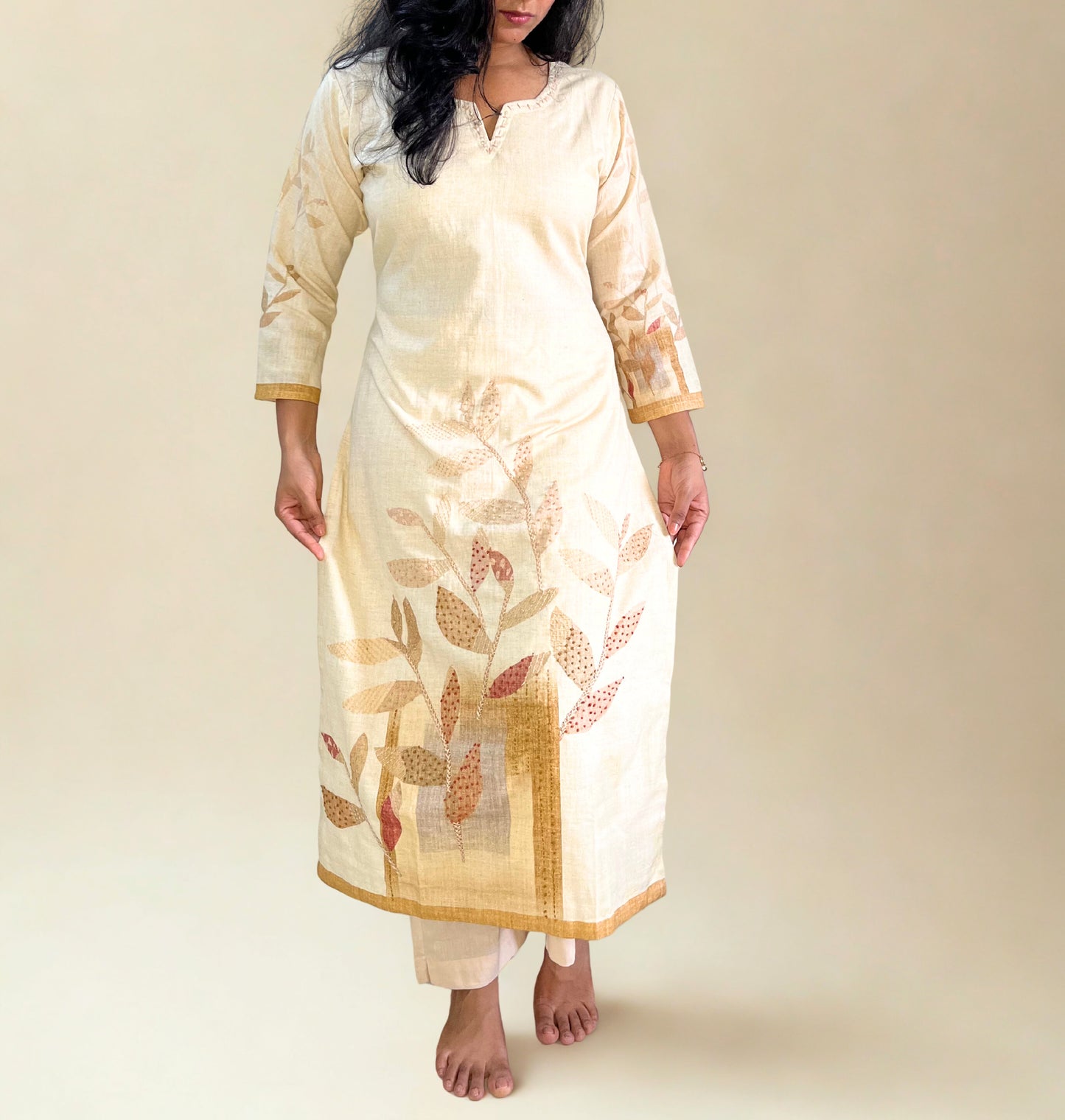 Tivah Sandleaf Handcrafted Kurta-Pant Set