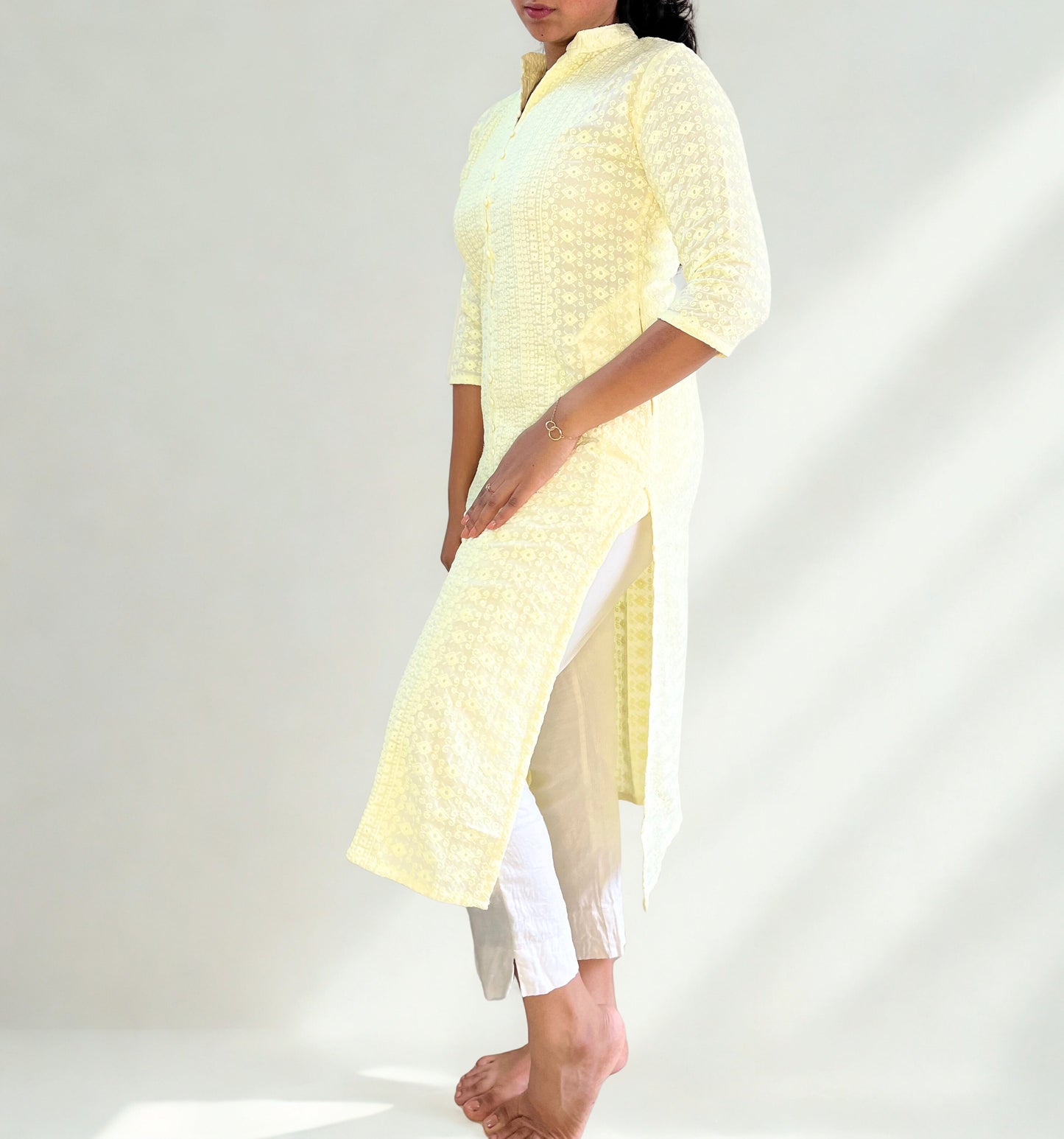 Tivah Lemon Whisper Cotton Kurta
