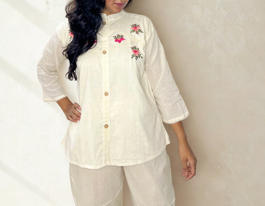 Tivah Blush Ivory Khadi Top