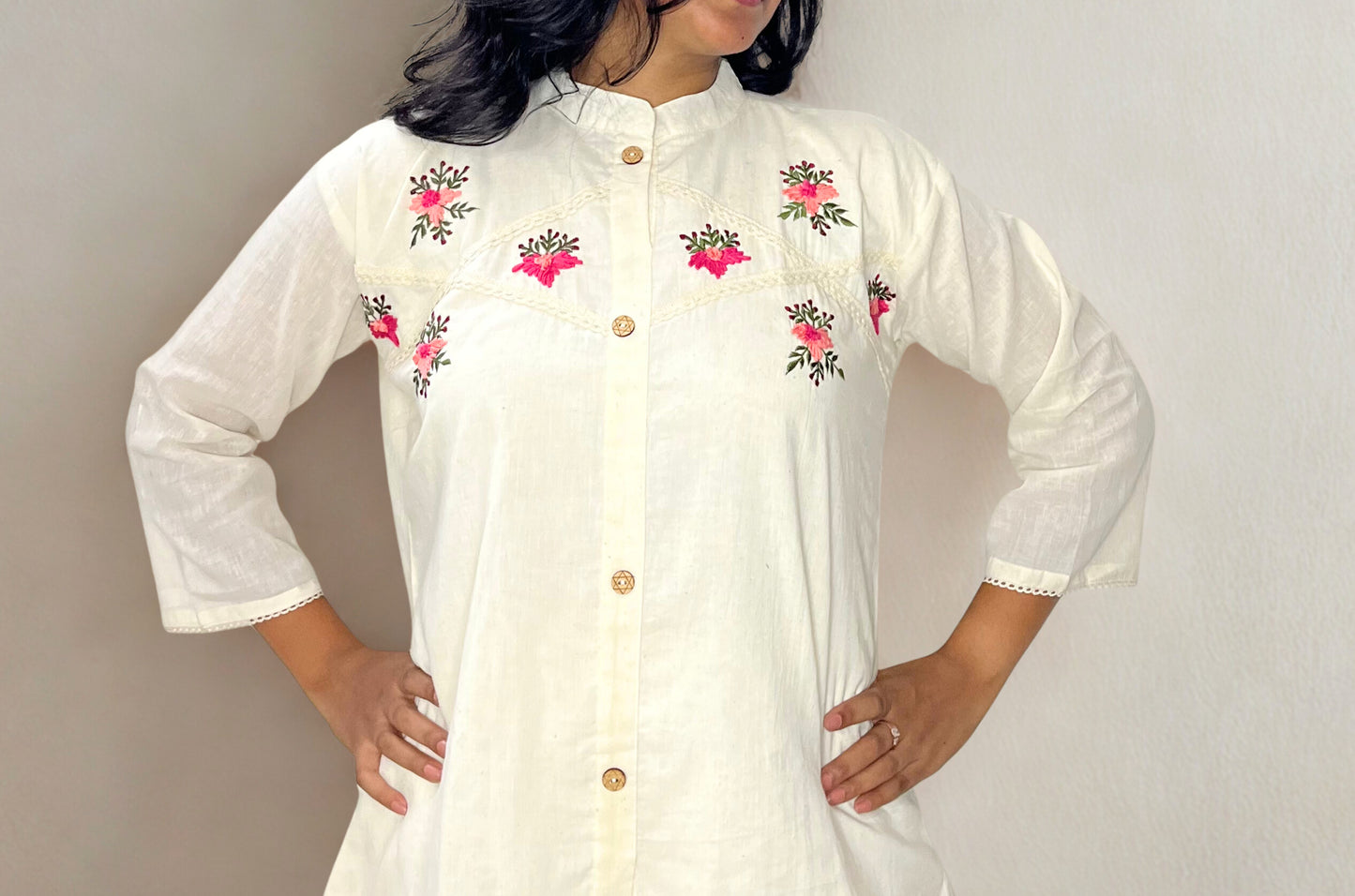 Tivah Blush Ivory Khadi Top