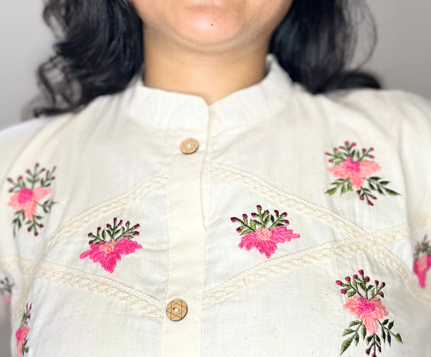 Tivah Blush Ivory Khadi Top