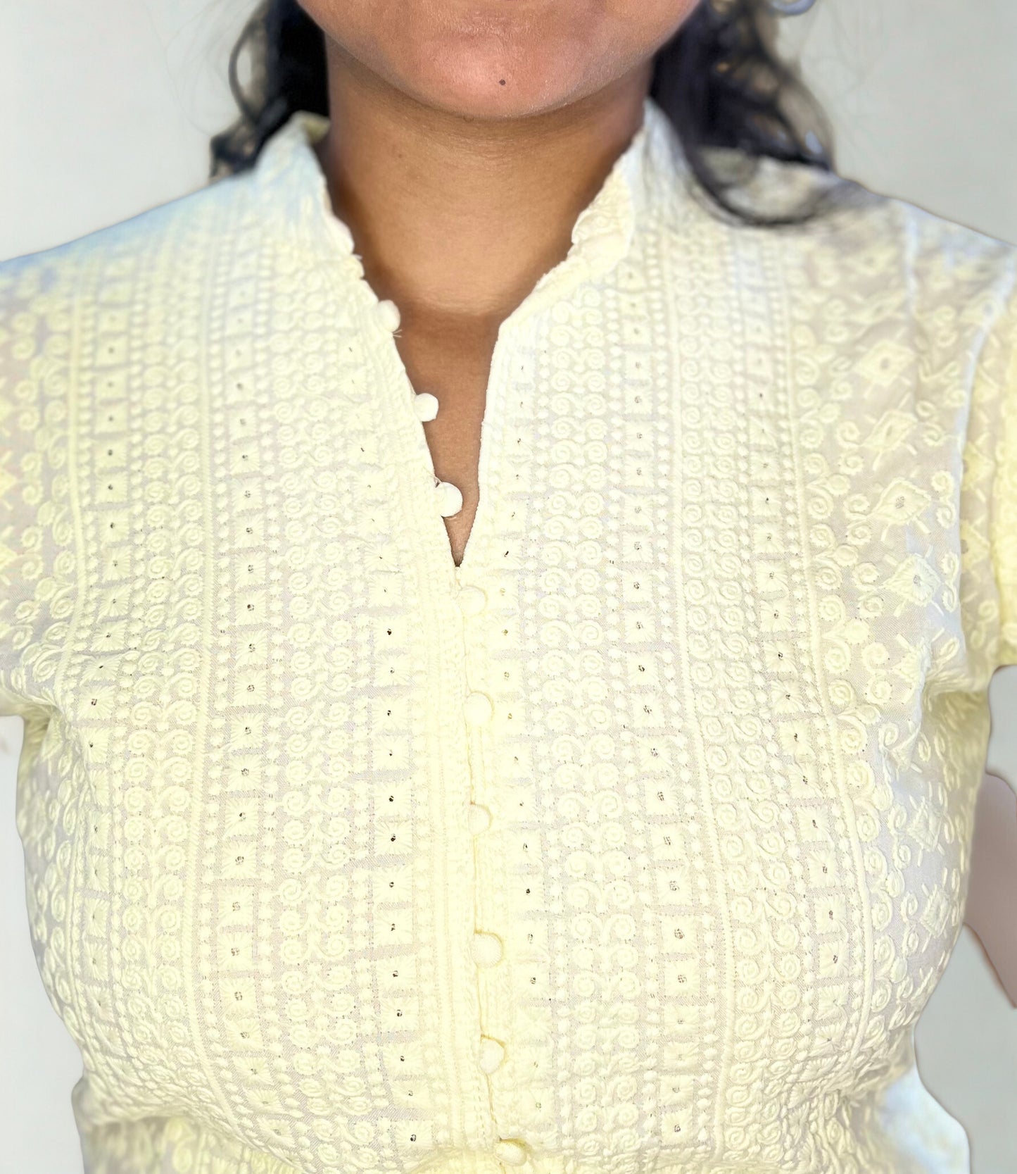 Tivah Lemon Whisper Cotton Kurta