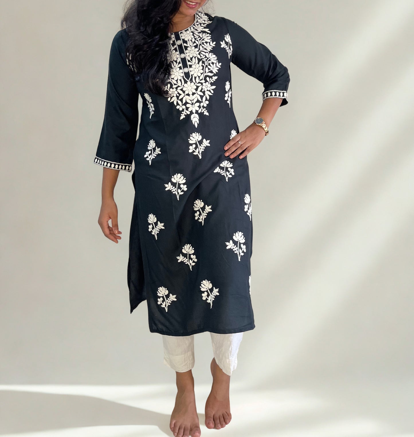 Tivah Midnight Grace Embroidered Kurta