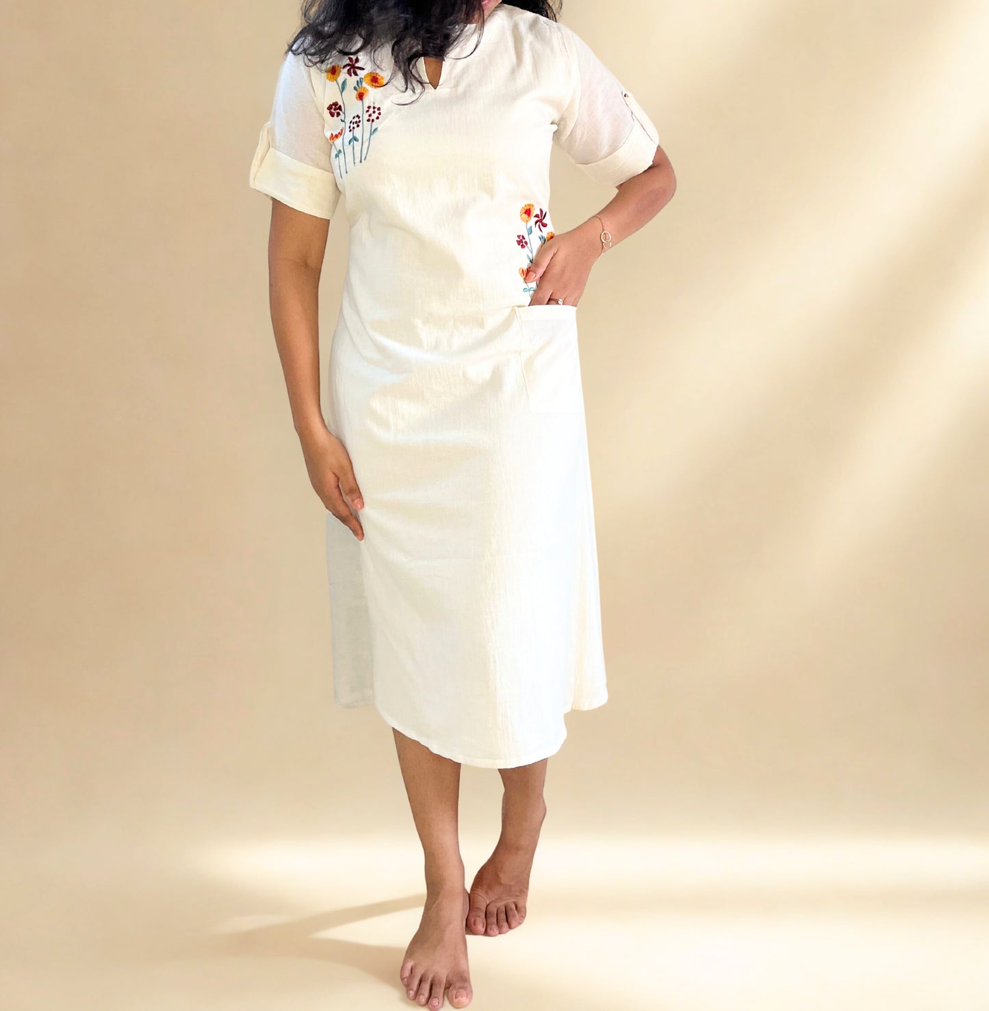 Tivah Ivory Meadow Cotton Dress