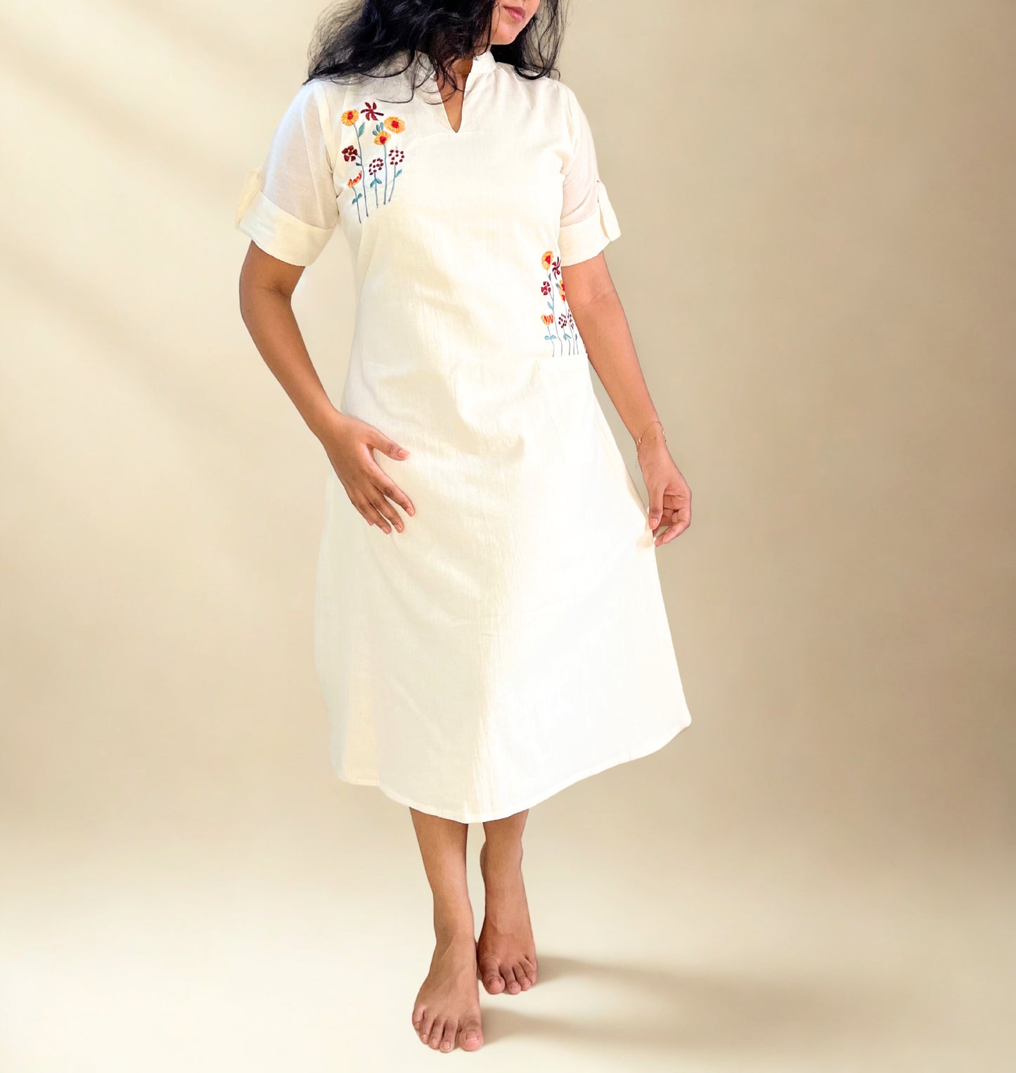 Tivah Ivory Meadow Cotton Dress